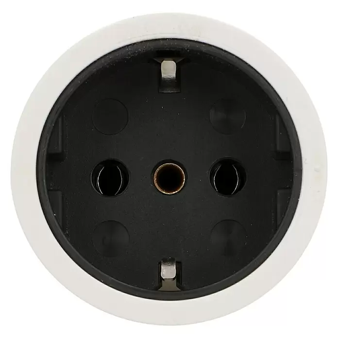 UniTEC Schutzkontakt-Kupplung - 16 A, IP20, Weiß, Kabelknickschutz - Vorderansicht