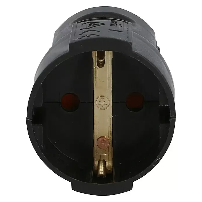 UniTEC Schutzkontakt-Kupplung - Schwarz, Kunststoff, IP20, 250 V, 16 A - Vorderansicht