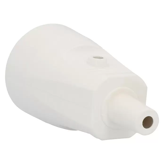 UniTEC Schutzkontakt-Kupplung - 16 A, IP20, Weiß, Kabelknickschutz - Diagonale Ansicht