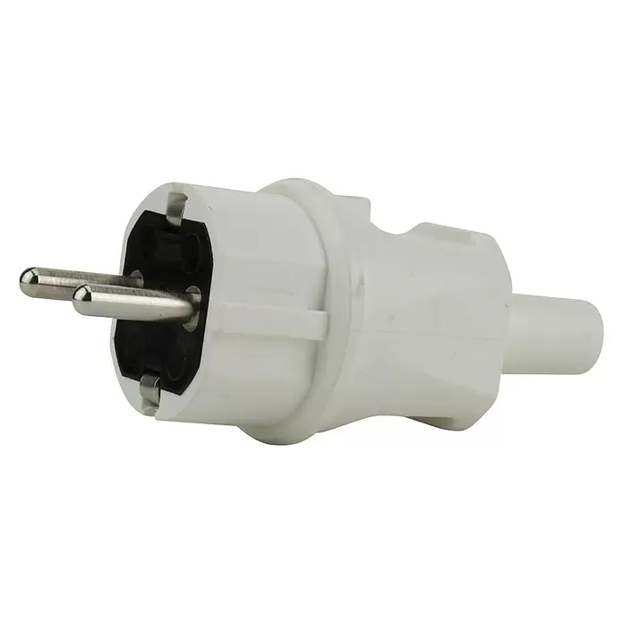 UniTEC Schutzkontaktstecker - 16 A, IP44, Weiß - Diagonale Ansicht