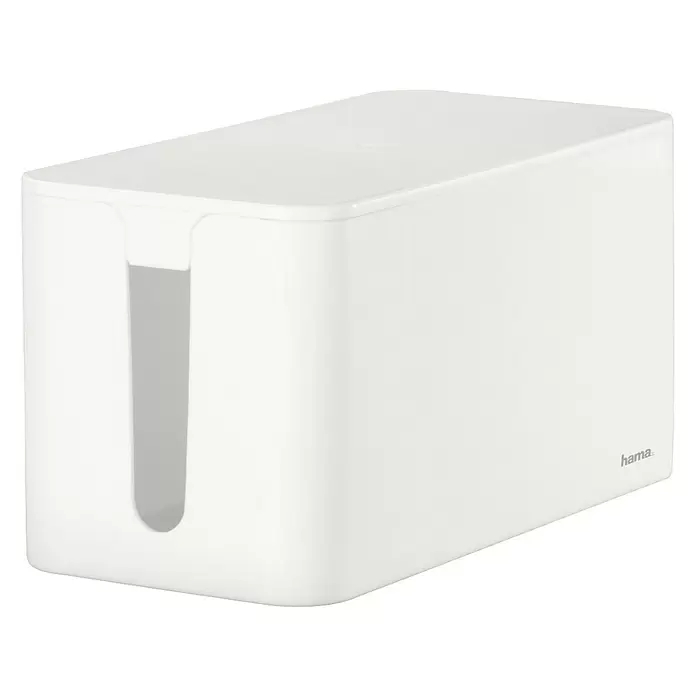 Hama Kabelbox Mini - Weiß, 23,5 x 12 x 11,5 cm - Diagonale Ansicht