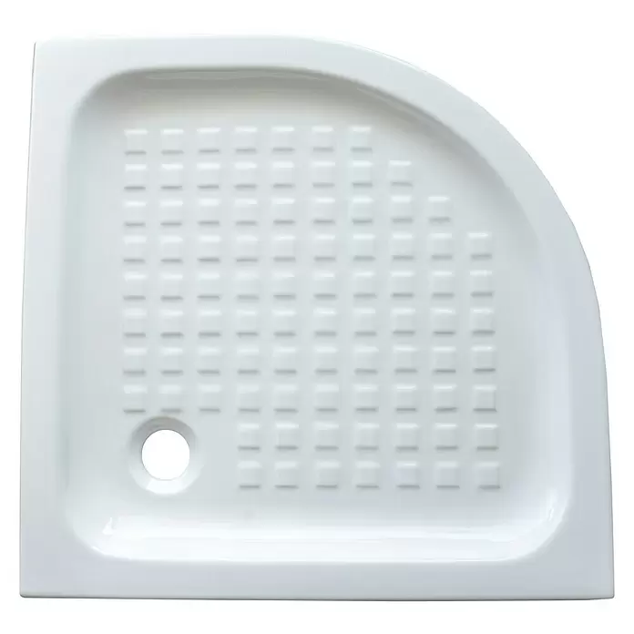 Plato de ducha cuarto de circulo porcelánico - L x An: 80 x 80 cm, Blanco - Vista descendente