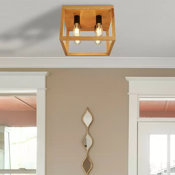 Searchlight Plafondlamp Square - 240 W, l x b x h: 25 x 36 x 25 cm, Bruin, E27 - Sfeeropname