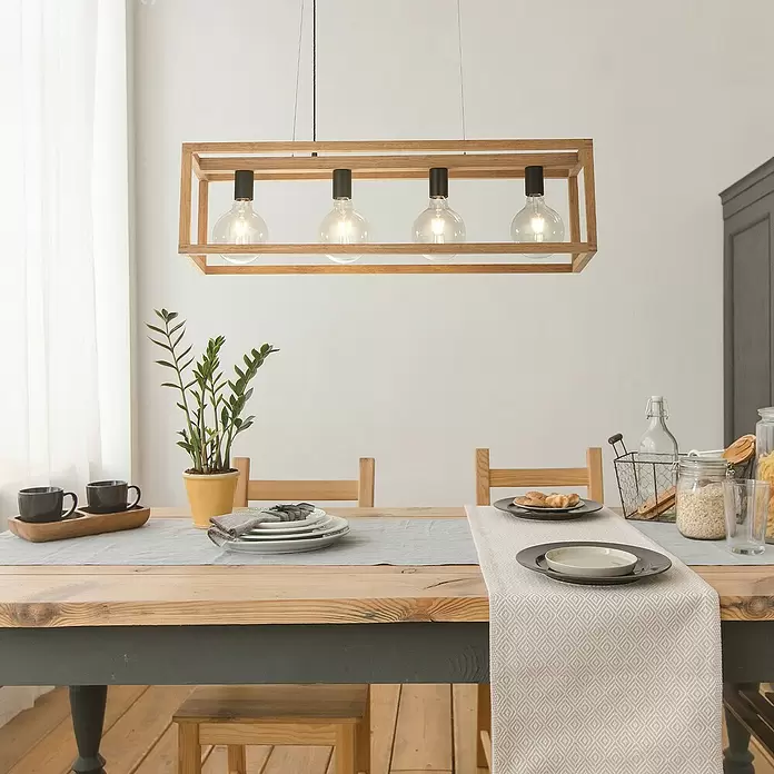 Searchlight Hanglamp Square - 60 W, l x b x h: 120 x 90 x 25 cm, Bruin, E27 - Sfeeropname