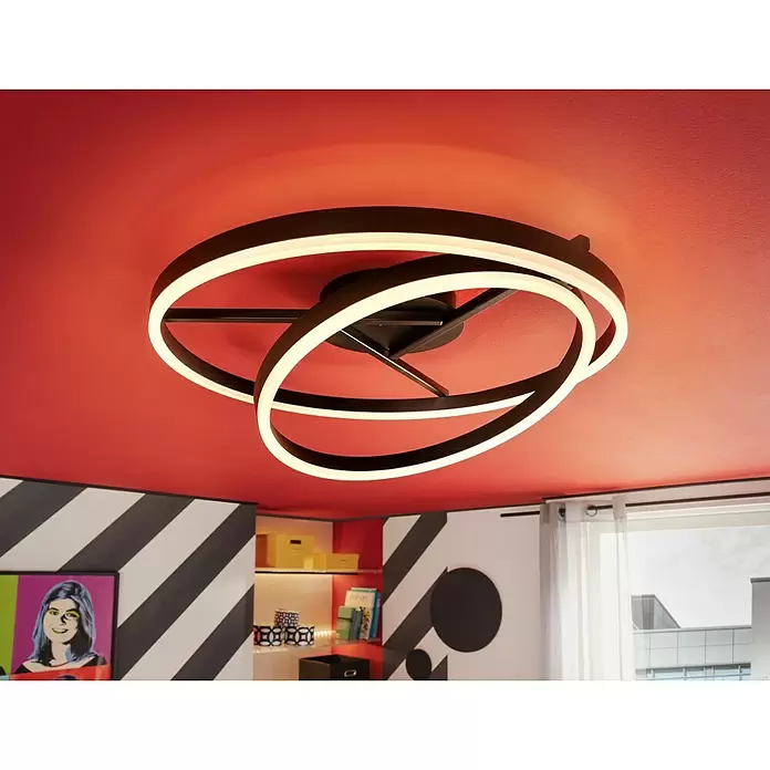 Tween Light LED-Deckenleuchte rund Two Rings - 40 W, Ø x H: 600 mm x 23 cm, Schwarz - Stimmungsaufnahme