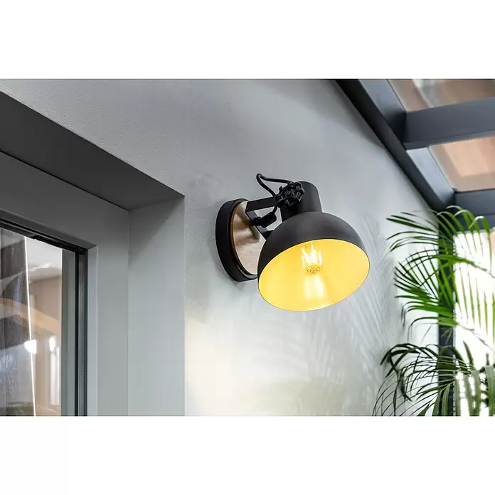 Eglo Lubenham Wandleuchte - 28 W, Schwarz/Braun, E27 - Stimmungsaufnahme