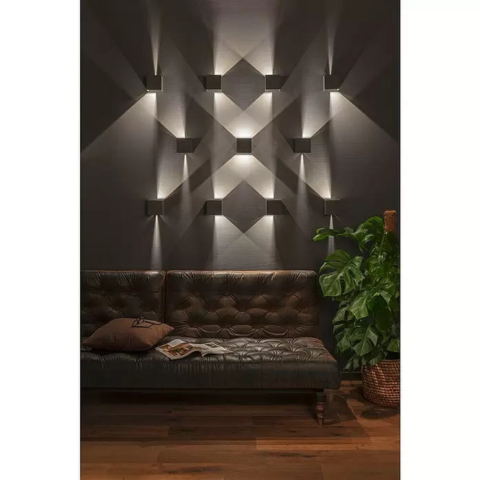 Starlux Aplique exterior LED Umea - 8 W, 10 x 10 x 10 cm, Antracita, IP54 - Foto ambiente