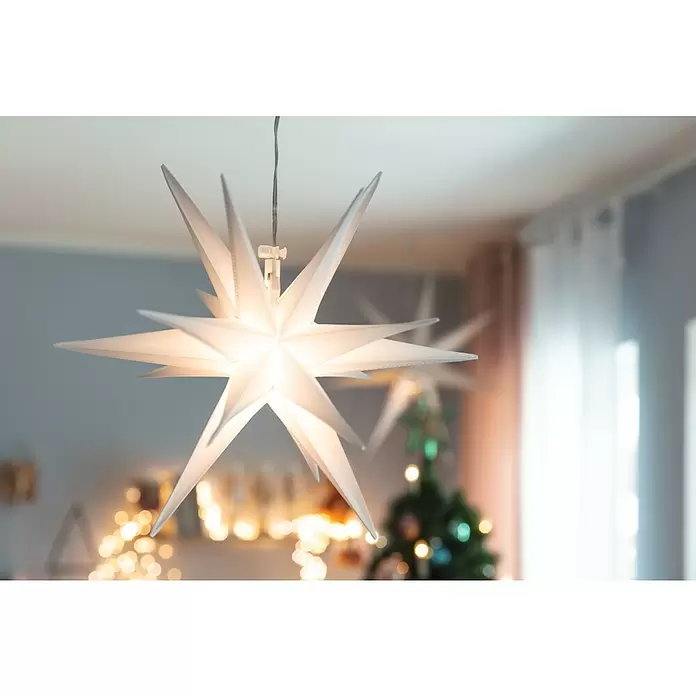 Tween Light Estrella LED colgante 3D - Para exterior, 1 luz, Diámetro: 50 cm, Blanco, Blanco cálido - Foto ambiente