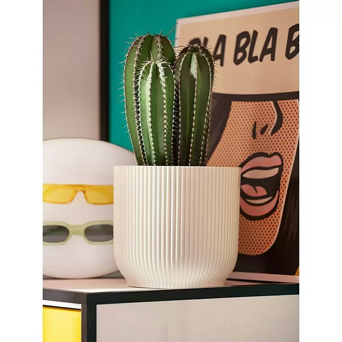 Elho Tegla za cvijeće - Vanjska dimenzija (ø x V): 14 x 13 cm, Plastika, Bijele boje - Živopisni prikaz