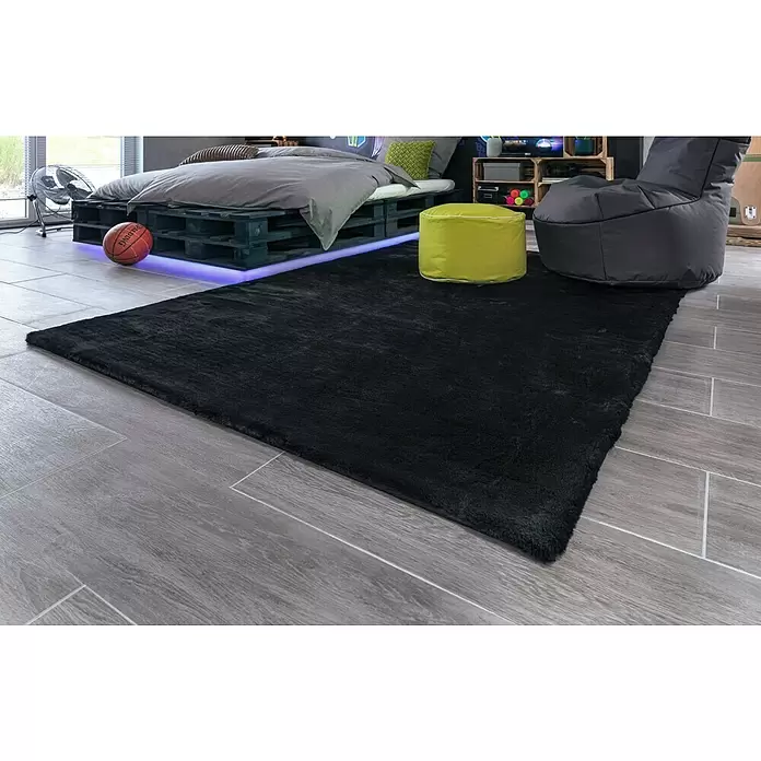 Hochflorteppich Happy - Graphit, 150 x 80 cm, 100 % Polyester (Flor) - Stimmungsaufnahme