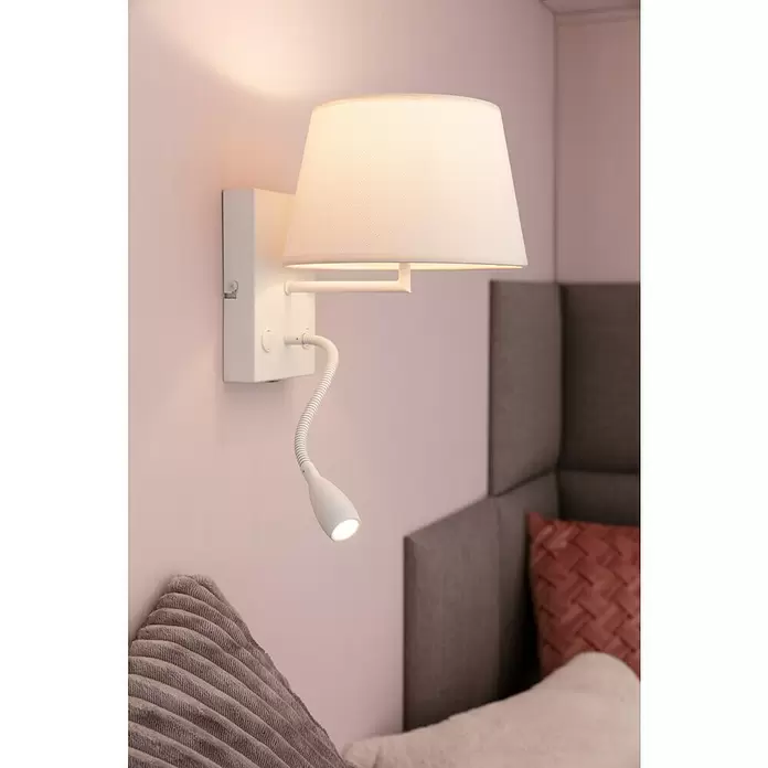 Home Sweet Home Wandleuchte Read - 40 W, L x B x H: 11 x 15 x 17 cm, Weiß, E27 - Stimmungsaufnahme