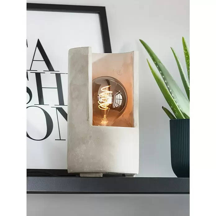Eglo Tischleuchte rund Lynton - 60 W, Ø x H: 140 mm x 27 cm, Beton, E27 - Stimmungsaufnahme