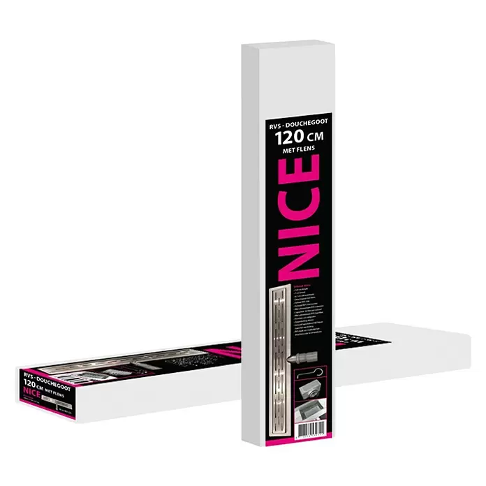 Best Design Douchegoot Nice met flens - 120 cm, Roestvrij staal - Diagonaal zicht