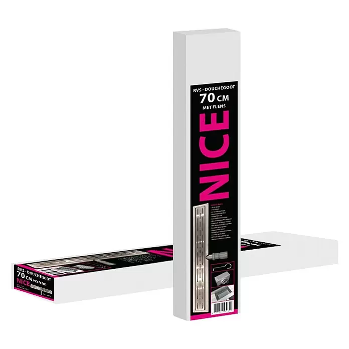 Best Design Douchegoot Nice met flens - 70 cm, Roestvrij staal - Diagonaal zicht