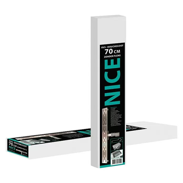 Best Design Douchegoot Nice zonder flens - 70 cm, Roestvrij staal - Diagonaal zicht