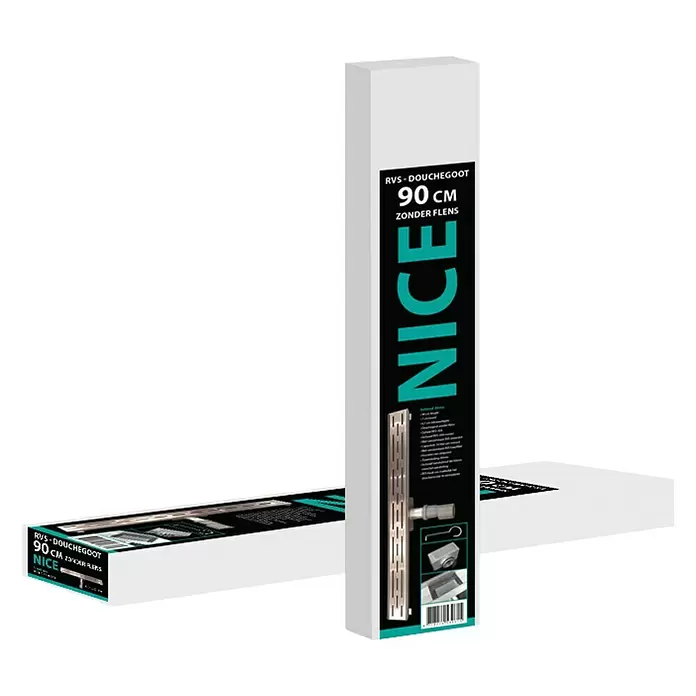 Best Design Douchegoot Nice zonder flens - 90 cm, Roestvrij staal - Diagonaal zicht