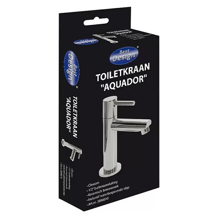 Best Design Fonteinkraan Aquador - Chroom, Glanzend - Diagonaal zicht