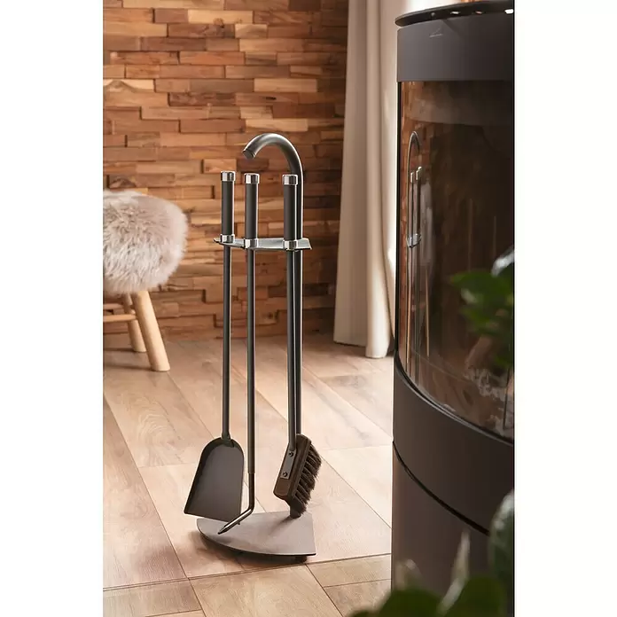 Lienbacher Kamingarnitur - 3 -tlg., Anthrazit, Höhe: 67 cm - Stimmungsaufnahme