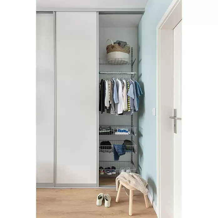 Element System Drahtkorb - 35 x 80 cm, Weiß/Aluminium, Geeignet für: Schiene Classic Raster 32 - Stimmungsaufnahme