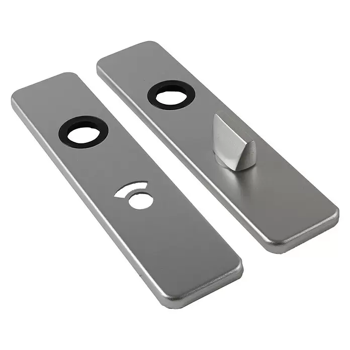 Deurbeslag klikschild WC recht - Aluminium - Diagonaal zicht