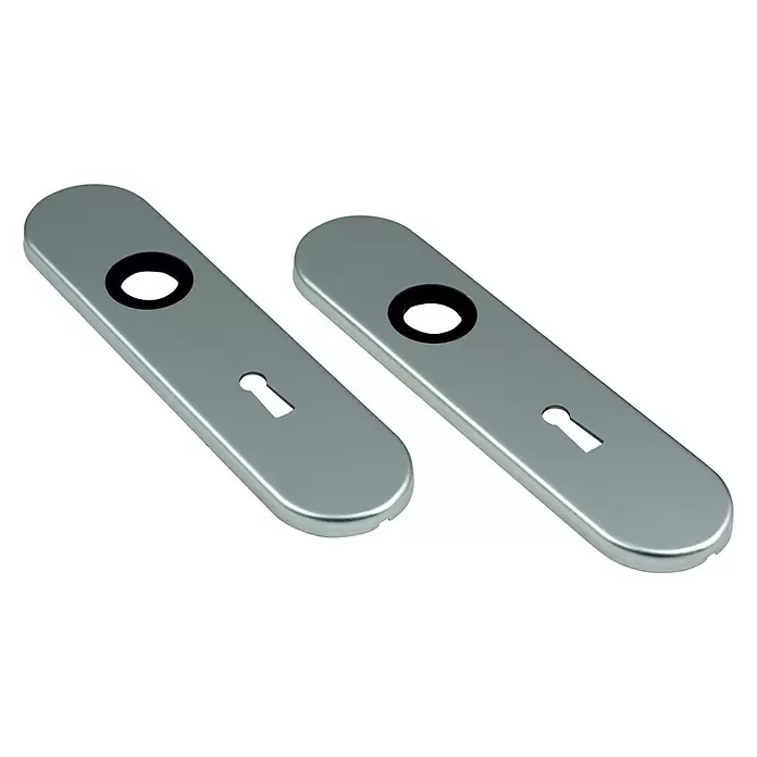 Deurbeslag klikschild sleutelgat ovaal 72 mm - Aluminium - Diagonaal zicht