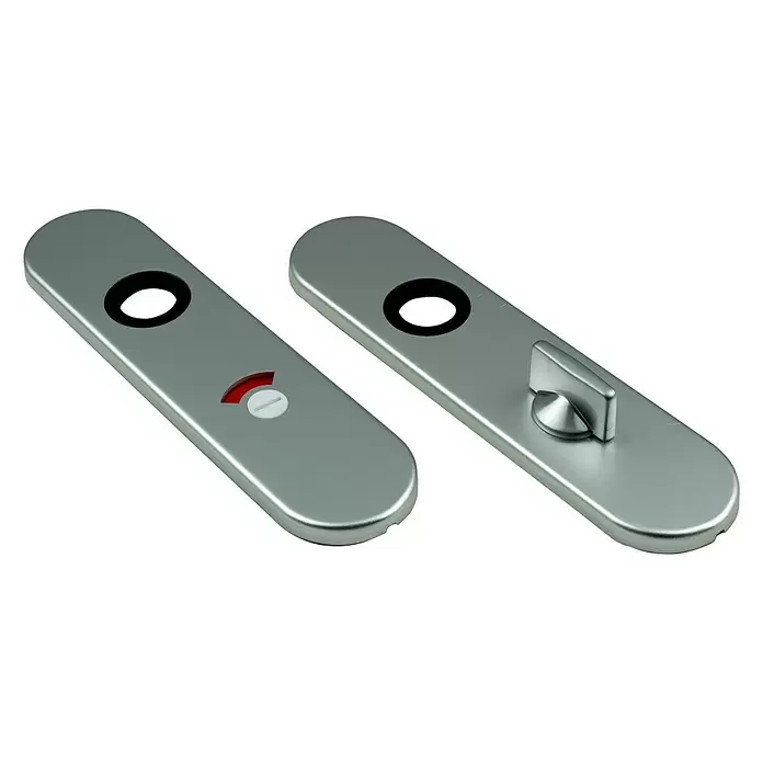 Deurbeslag klikschild WC ovaal - Aluminium - Diagonaal zicht