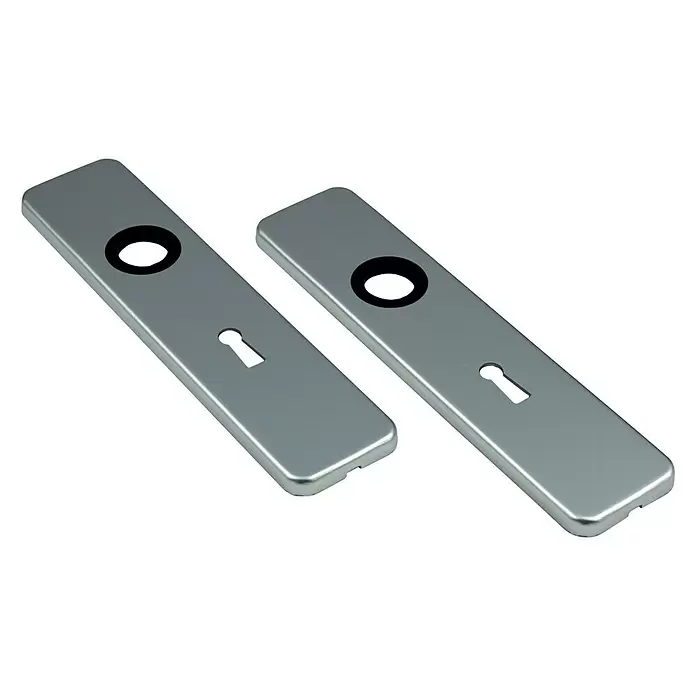 Deurbeslag klikschild sleutelgat recht 72 mm - Aluminium - Diagonaal zicht