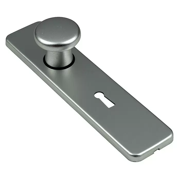 Kortschild met knop klik sleutelgat recht - Aluminium - Diagonaal zicht