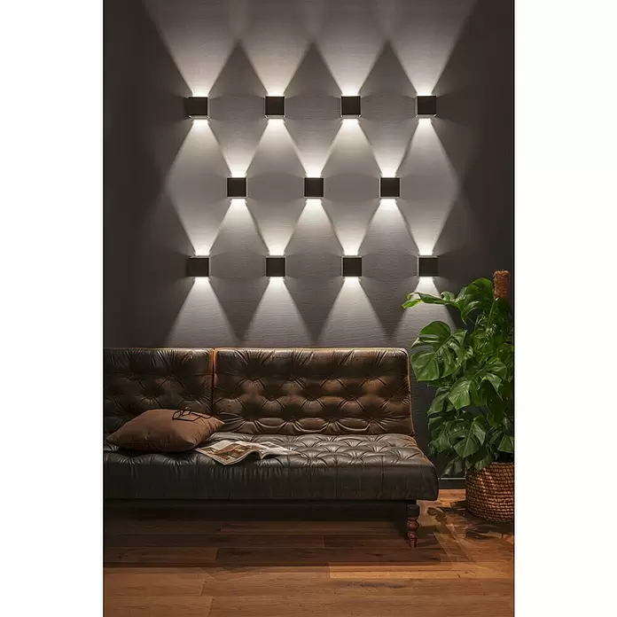 Starlux Aplique exterior LED Umea - 8 W, 10 x 10 x 10 cm, Antracita, IP54 - Foto ambiente