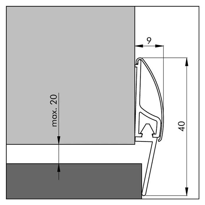 Ellen Dorpelstrip Inox - Zilver, l x b: 100 x 4 cm - Blauwdruk