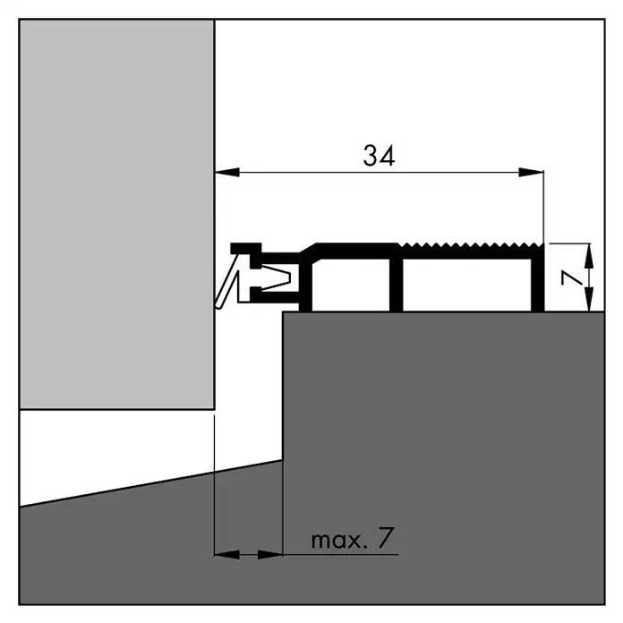 Ellen Slijtstrip ARP-5 dicht - Aluminium, l x b: 100 x 3,4 cm - Blauwdruk