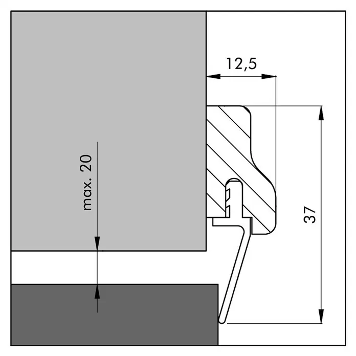 Ellen Dorpelstrip Authentiek Beuken - Beuken, l x b: 230 x 3,7 cm - Blauwdruk