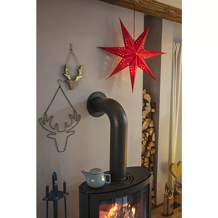 Luz de Navidad LED Estrella - Estrella, Rojo, Oro, Número de LED: 10 ud. - Foto ambiente