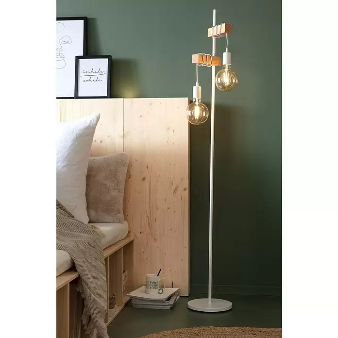 Eglo Townshend Lámpara de pie - An x Al: 25 x 166,5 cm, Blanco/Marrón - Foto ambiente