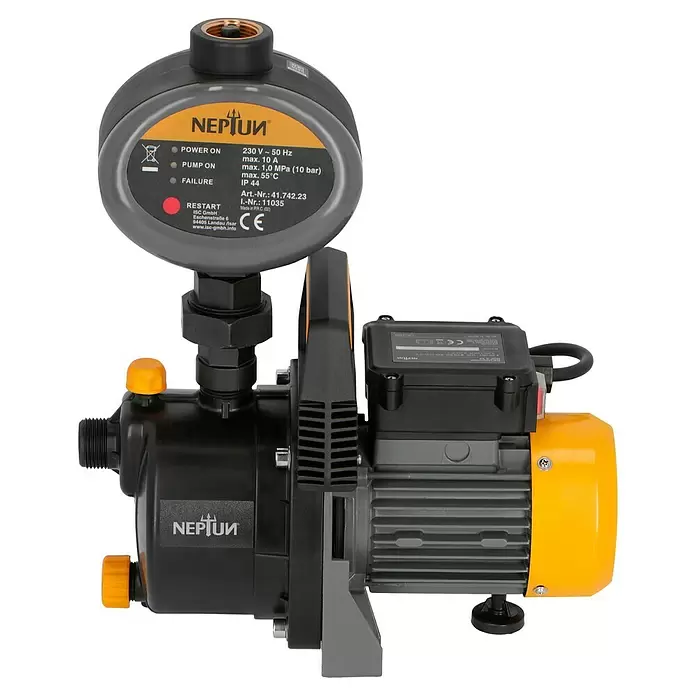 Neptun Kućna pumpa za vodu NHA-E 68 - Maksimalni protok: 3.800 l/h, Maksimalni tlak: 3,6 bar - Pogled sprijeda