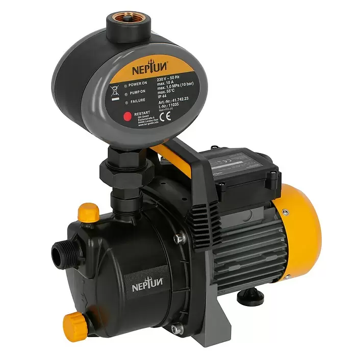 Neptun Bomba de agua automática NHA-E 68 - Capacidad de bombeo máx.: 3.800 l/h, Presión máx.: 3,6 bar - Vista angular