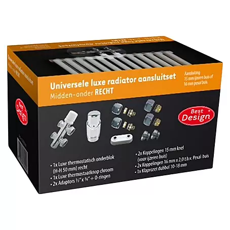 Best Design  Installatieset voor radiatoren Midden onder recht