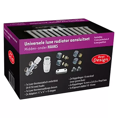 Best Design  Installatieset voor radiatoren Midden onder haaks