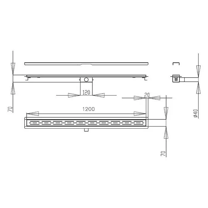 Best Design Douchegoot Nice met flens - 120 cm, Roestvrij staal - Blauwdruk