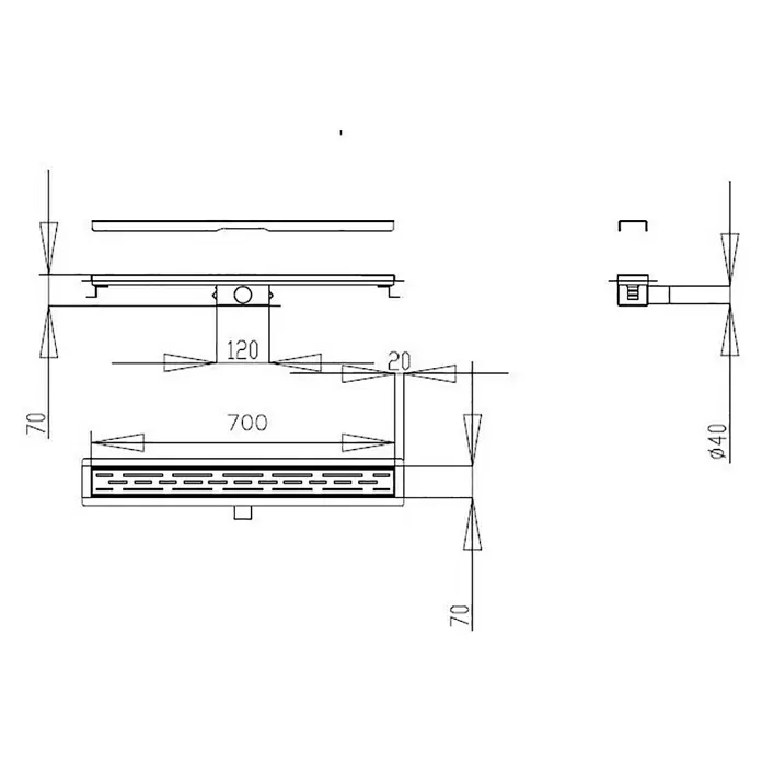 Best Design Douchegoot Nice met flens - 70 cm, Roestvrij staal - Blauwdruk