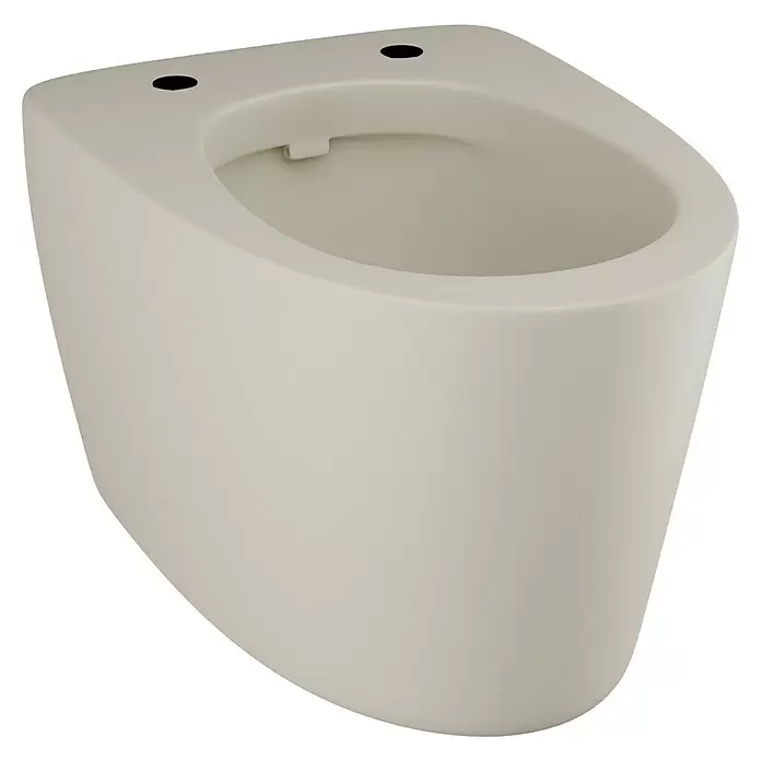 Feeling Wand-WC - Spülrandlos, Ohne Spezialglasur, Spülform: Tief, WC Abgang: Waagerecht, Greige, Matt - Diagonale Ansicht