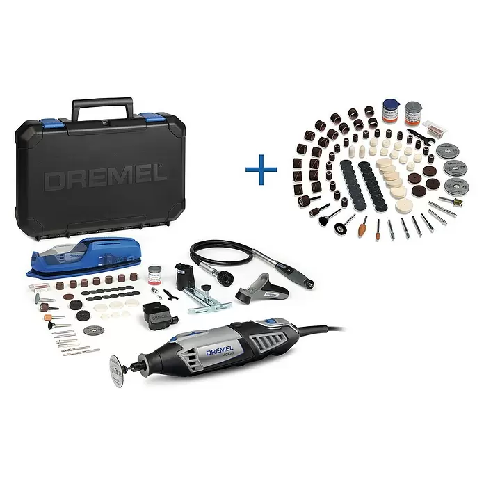 Dremel Juego de herramientas multifunción 4000-4/65 + 150 accesorios - Número de revoluciones de marcha en vacío: 5.000 r.p.m. - 35.000 r.p.m., 175 W - Vista angular