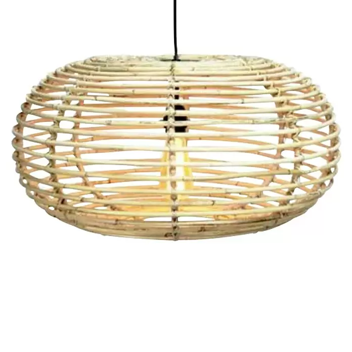 Hanglamp Rotan - Bruin, Hoogte: 30 cm - Vooraanzicht