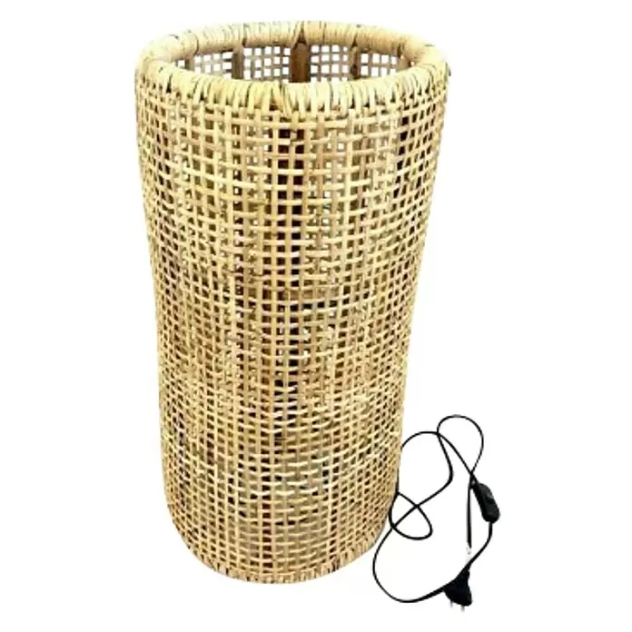 Staande lamp Rotan - 60 W, Hoogte: 40 cm, Bruin, E27 - Vooraanzicht