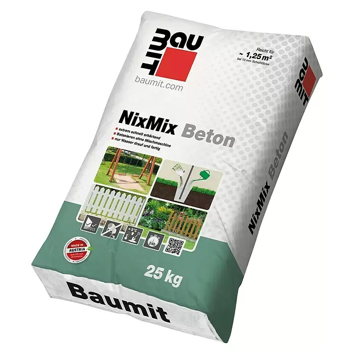 Baumit Trocken-Fertigbeton NixMix - 25 kg, Körnung: 0 mm - 8 mm - Diagonale Ansicht