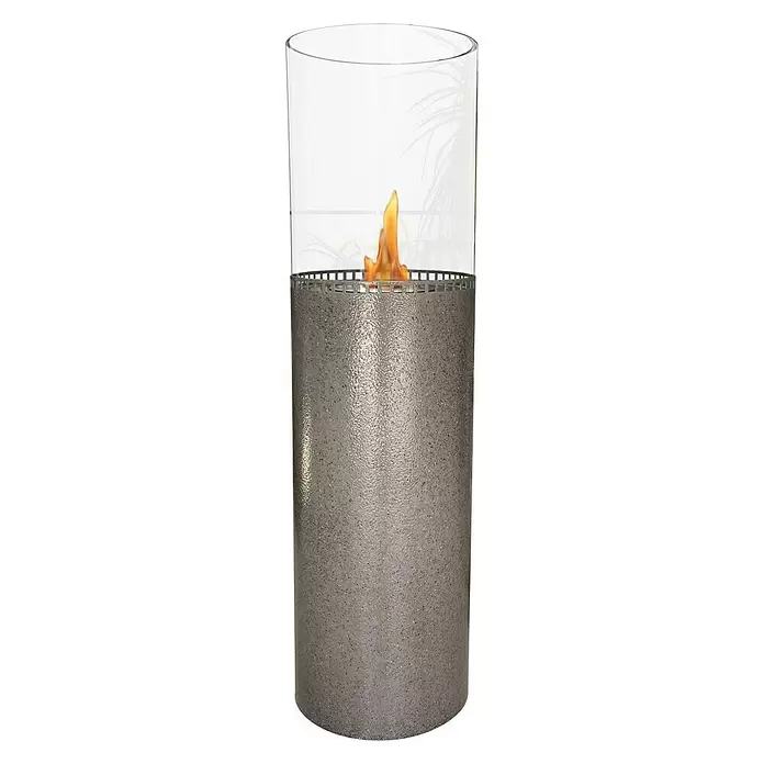 Purline Chimenea de bioetanol Iltia - 26 x 26 x 91 cm, Gris - Vista frontal