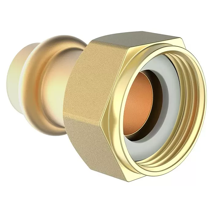 Press-Übergangsmuffe - Durchmesser: 22 mm, Innengewinde: 1″ - Diagonale Ansicht