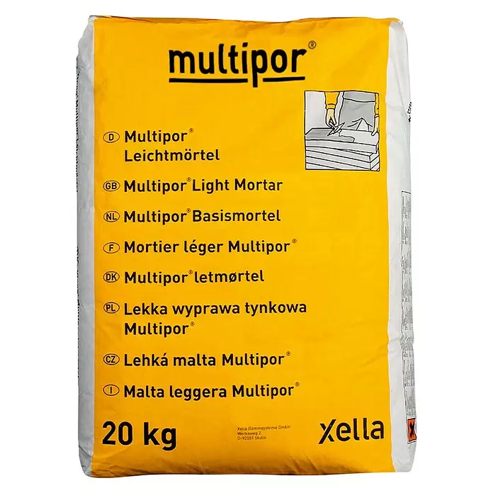 Leichtmörtel Multipor - 20 kg, Chromatarm, Mineralisch - Vorderansicht