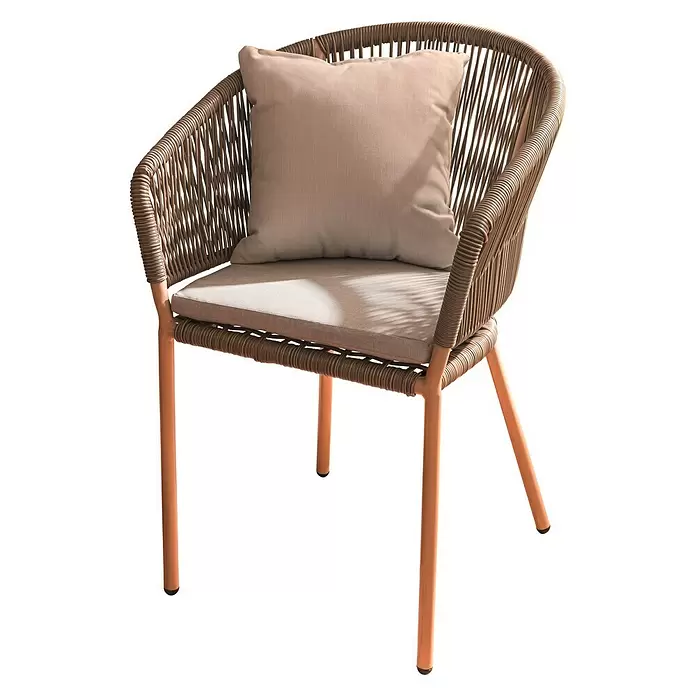 Sunfun Gartensessel Lisa - B x T x H: 62 x 58 x 88 cm, Braun, Beige, Stapelbar