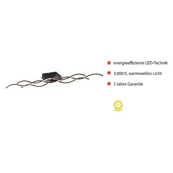 LeuchtenDirekt LED-Deckenleuchte - 32 W, L x B x H: 97,5 x 16 x 8 cm, Schwarz, Tageslichtweiß - Skizze